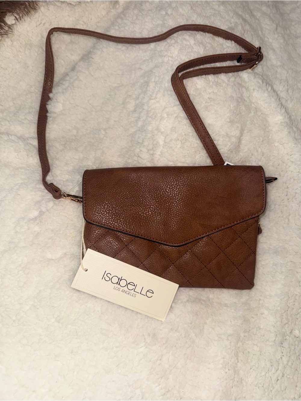Isabelle Los Angeles Quilted Tan Crossbody Bag